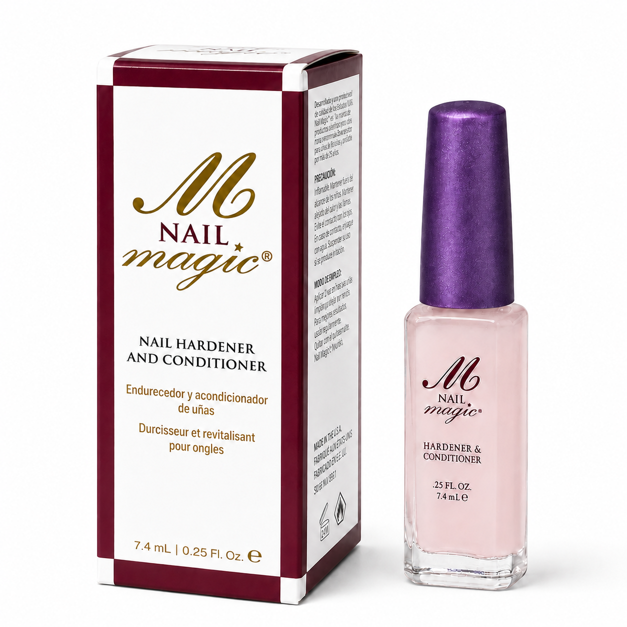 Nail Magic Hardener and Conditioner Original Size 7.4 ml bottle with its new maroon and cream box