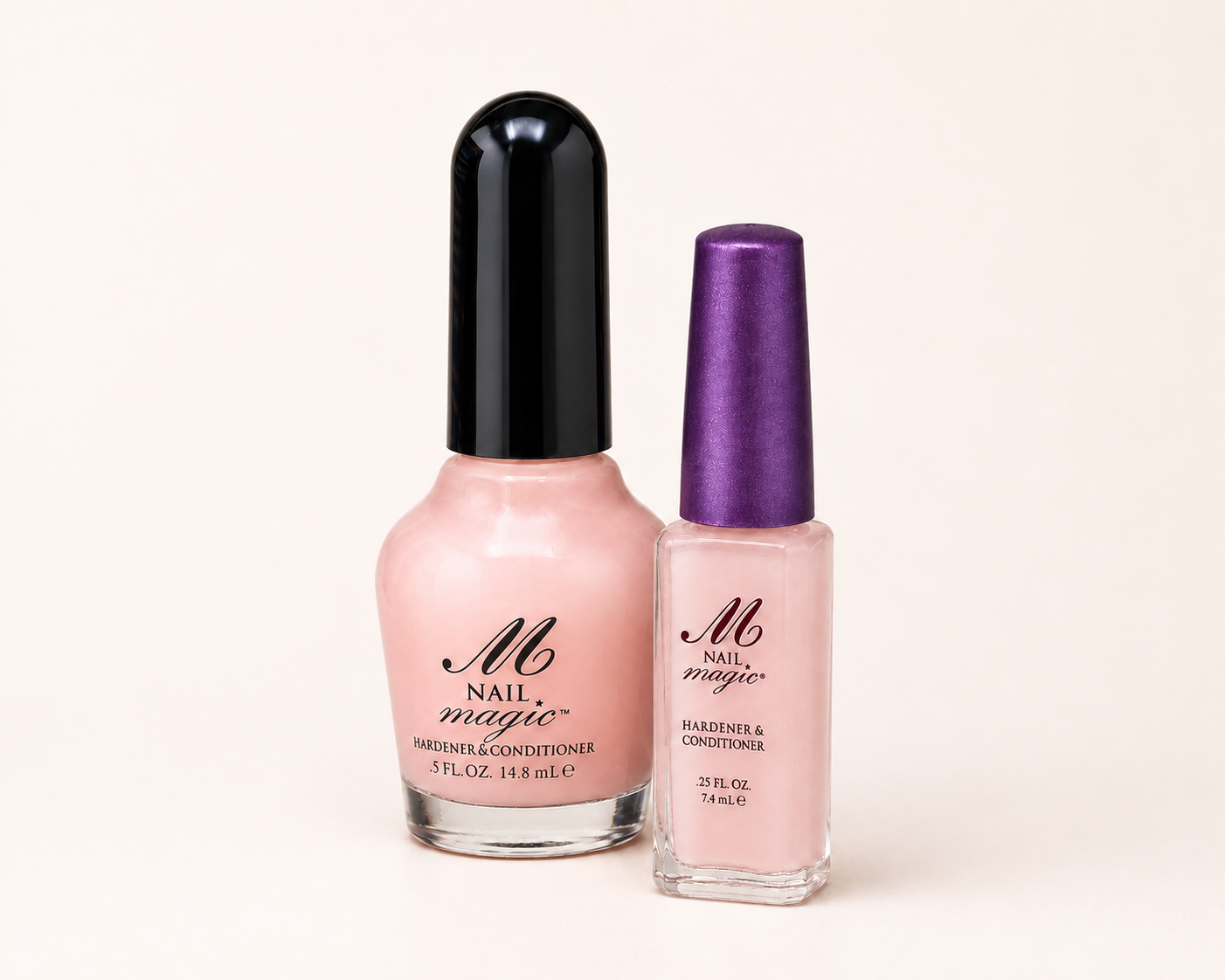 Nail Magic Hardener and Conditioner 14.8 ml Salon Size and 7.4 ml Original Size bottles together